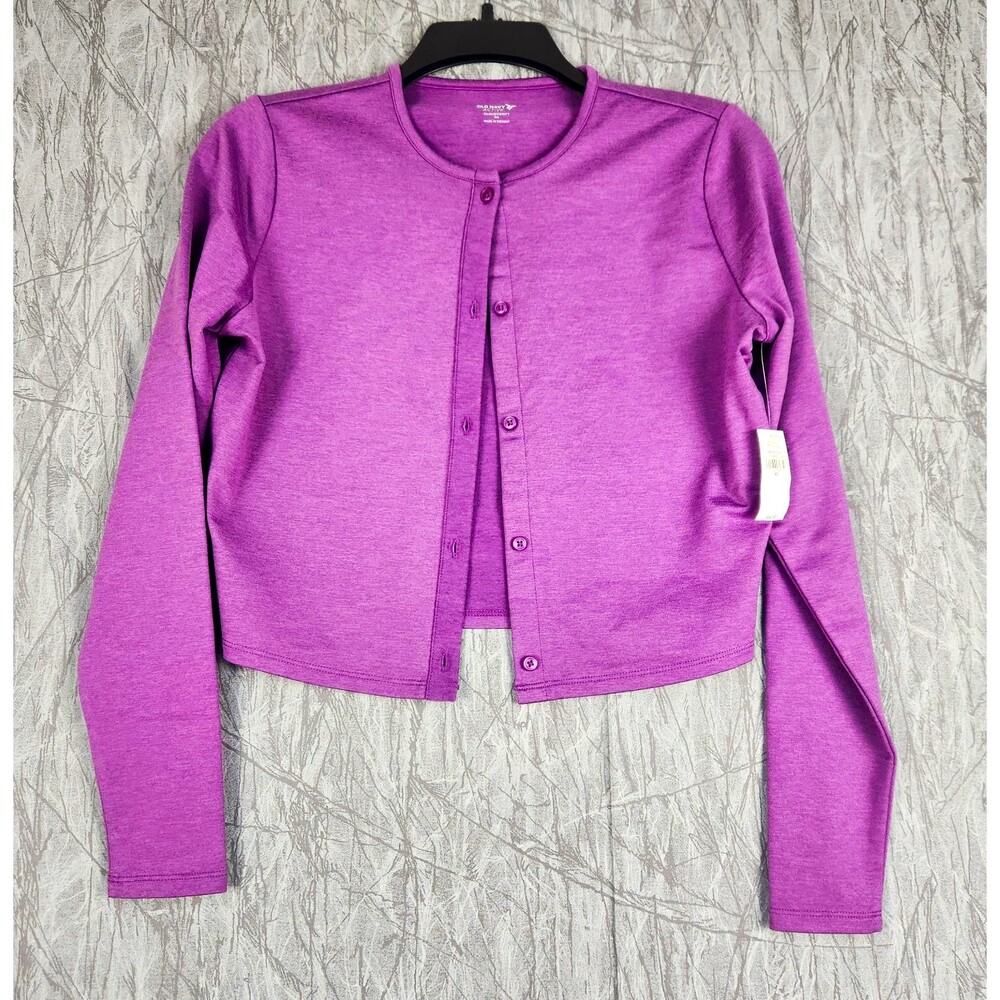 Old Navy Active Cloudcomfy Women's Purple Cropped Button Top XS Preppy Twee